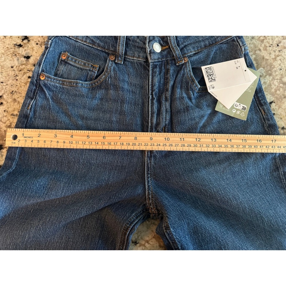 Y2K H&M Wide Leg Comfort Stretch High Waist Dark Wash  Denim Jeans NWT 26x30 - Picture 8 of 10
